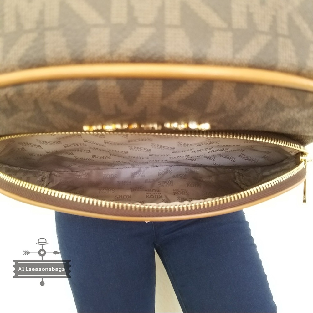 NWT Michael Kors abbey large backpack brown acorn - Picture 6 of 8